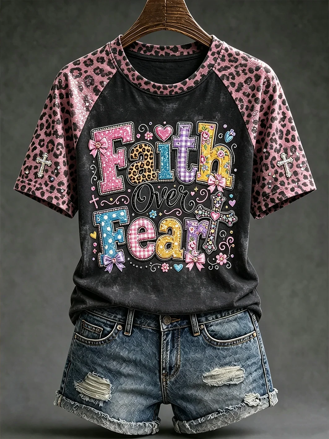 Women's Faith Themed Fun Slogan Pattern T-Shirt Cute Christian Apparel Gift For Bestie - Kdjoy