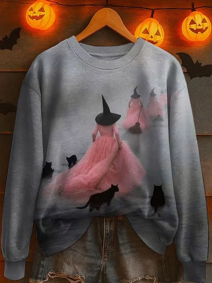 Womens Halloween Sweatshirt Witch Flying Castle Moon Silhouette Clothing Gift Ideas For Men - Kdjoy Womens Halloween Sweatshirt Witch Flying Castle Moon Silhouette Clothing Gift Ideas For Men - Kdjoy