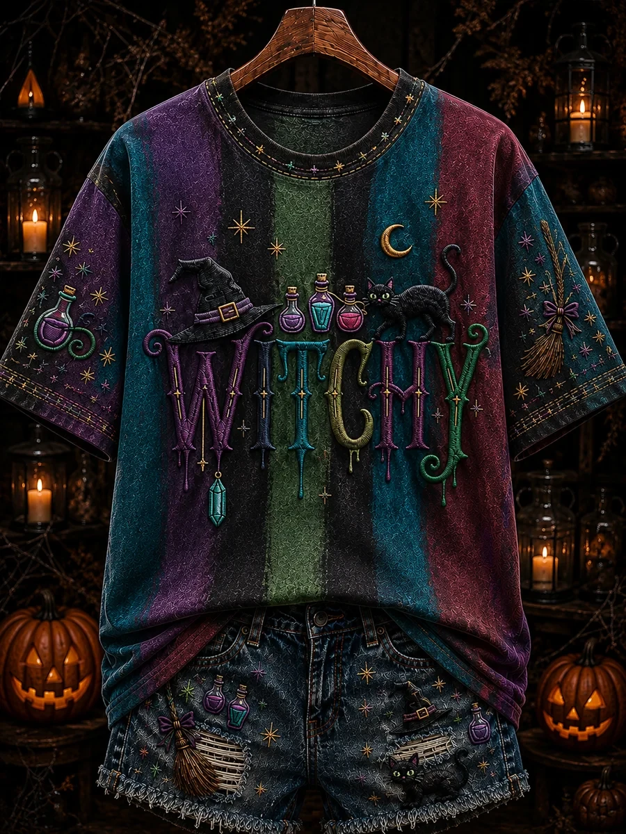 Women's Witchy T-Shirt Halloween Themed Apparel Best Gifts For Friends - Kdjoy