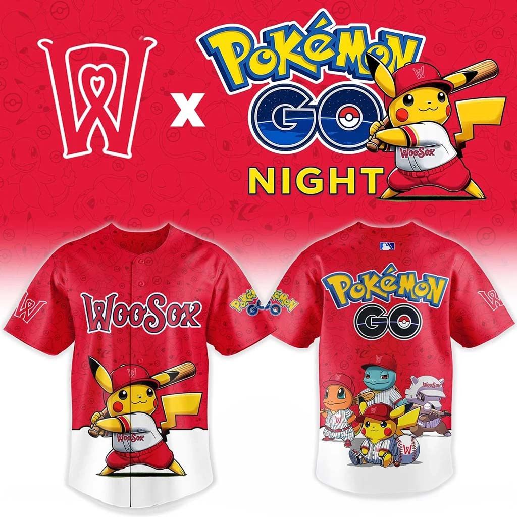WooSox Pokemon Go Night Jersey Worcester Red Sox Merch Present For Baseball Fans - Kdjoy