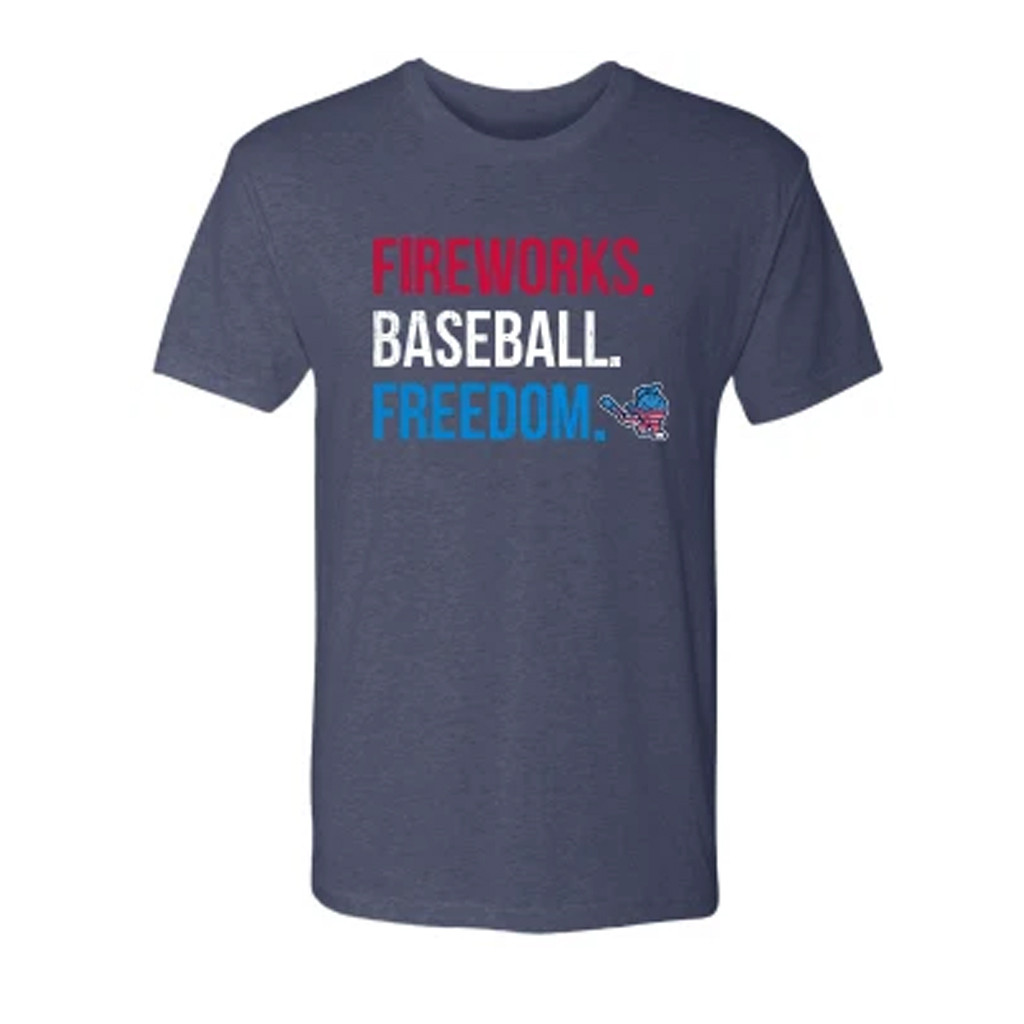 Worcester Red Sox Merch 2026 Worcester Red Sox 108 Stitches Fireworks Baseball Freedom T-Shirt - Kdjoy