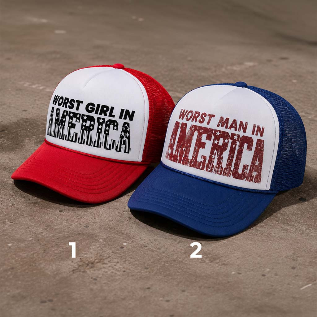 Worst Girl And Worst Man In America Trucker Hat Slayyyter Merch Present For Him Her - Kdjoy