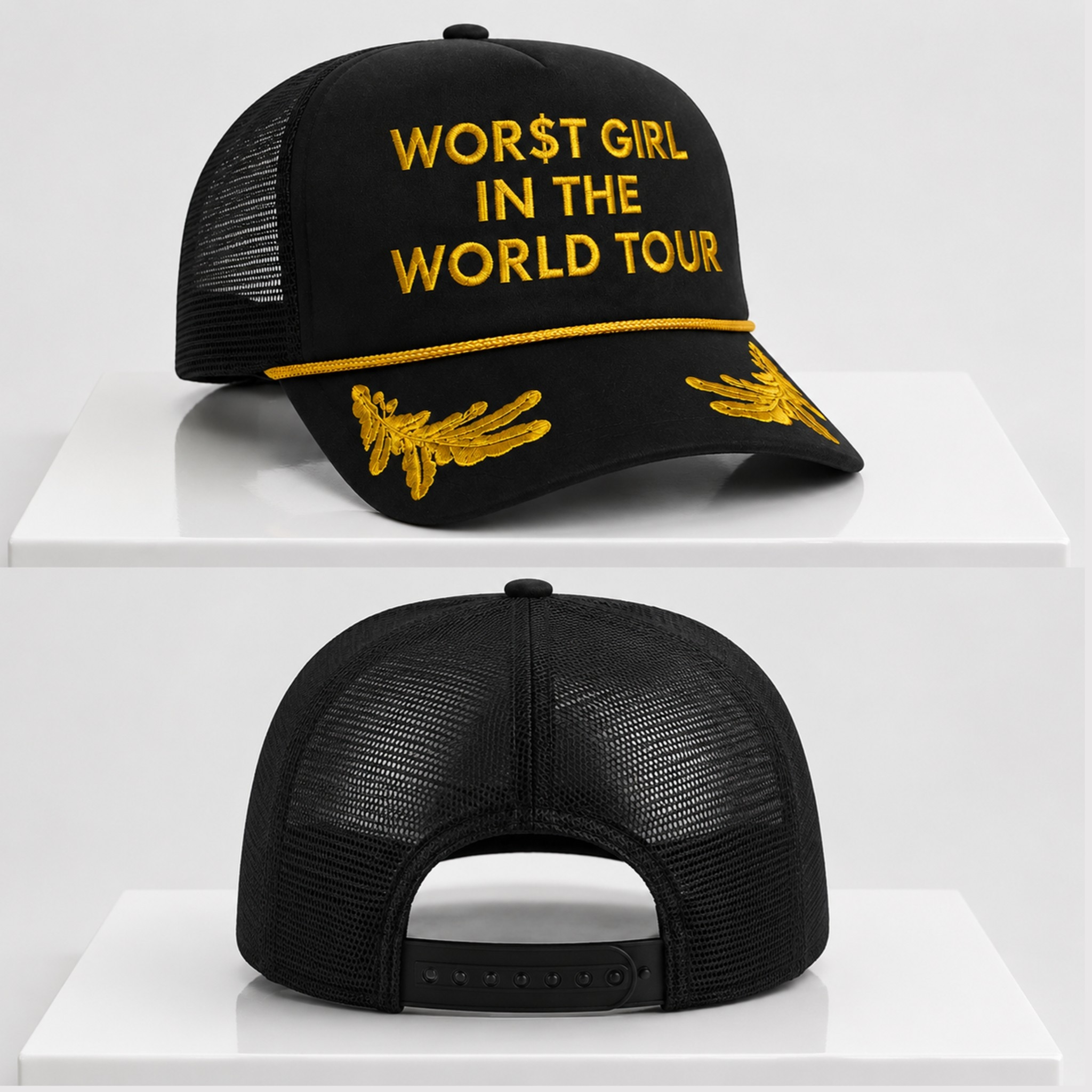 Worst Girl In The World Tour 2026 Trucker Hat Embroidered Gifts For Girlfriend - Kdjoy Worst Girl In The World Tour 2026 Trucker Hat Embroidered Gifts For Girlfriend - Kdjoy