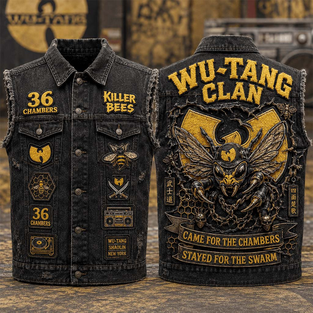 Wu-Tang Clan Merch Came For The Chambers Stayed For The Swarm Denim Vest Gift For Him - Kdjoy