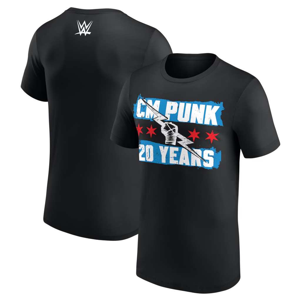 WWE Merch 2026 CM Punk 20 Years Flag T-Shirt Black CM Punk Merch Gift For Wrestling Fans - Kdjoy