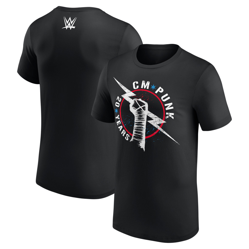WWE Merch 2026 CM Punk 20 Years Lightning T-Shirt Black CM Punk Merch Gift For Wrestling Lovers - Kdjoy WWE Merch 2026 CM Punk 20 Years Lightning T-Shirt Black CM Punk Merch Gift For Wrestling Lovers - Kdjoy