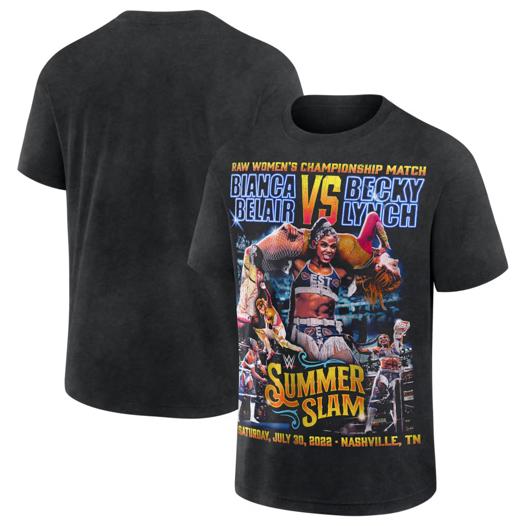 WWE Merch Becky Lynch VS Bianca Belair Black WWE SummerSlam 2022 T-Shirt Wrestling Fan Gifts - Kdjoy WWE Merch Becky Lynch VS Bianca Belair Black WWE SummerSlam 2022 T-Shirt Wrestling Fan Gifts - Kdjoy