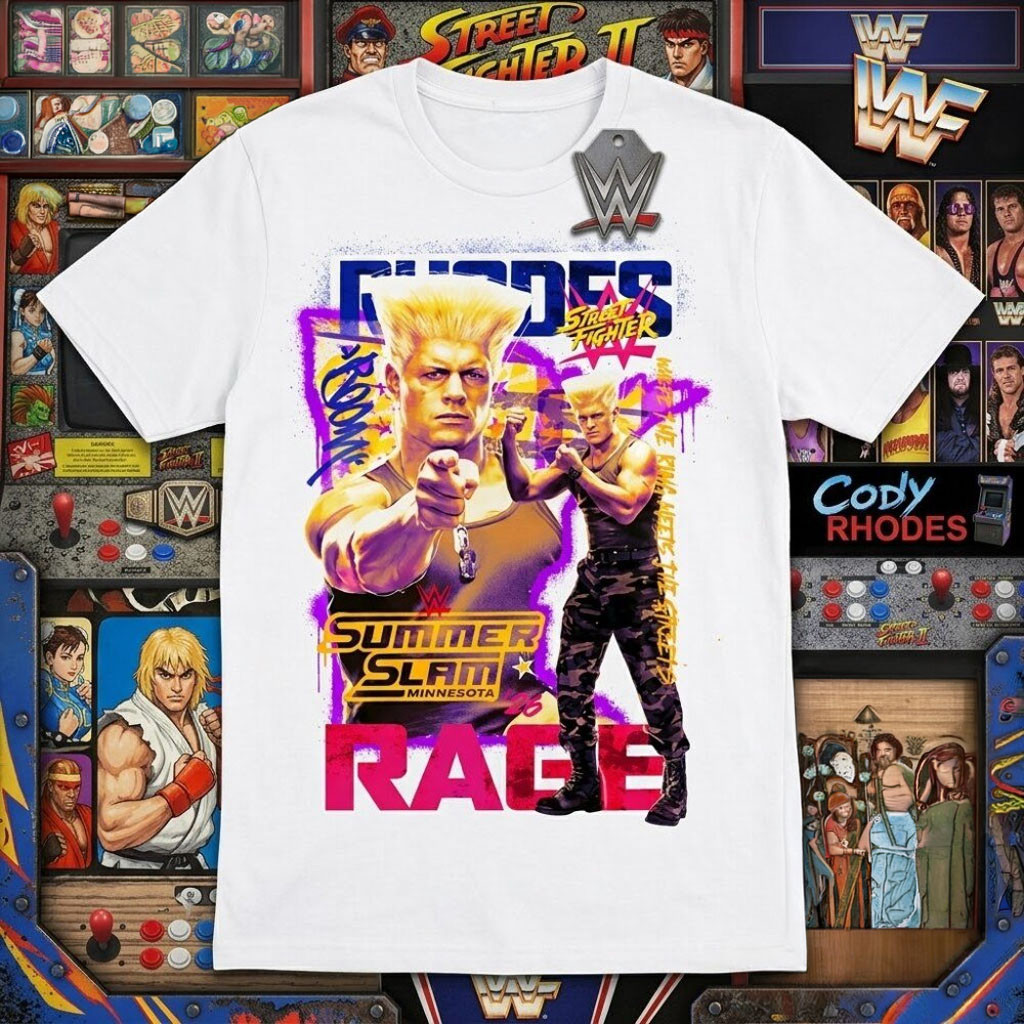 WWE x Street Fighter Cody Rhodes SummerSlam 2026 T-Shirt WWE Merch Him Gifts - Kdjoy