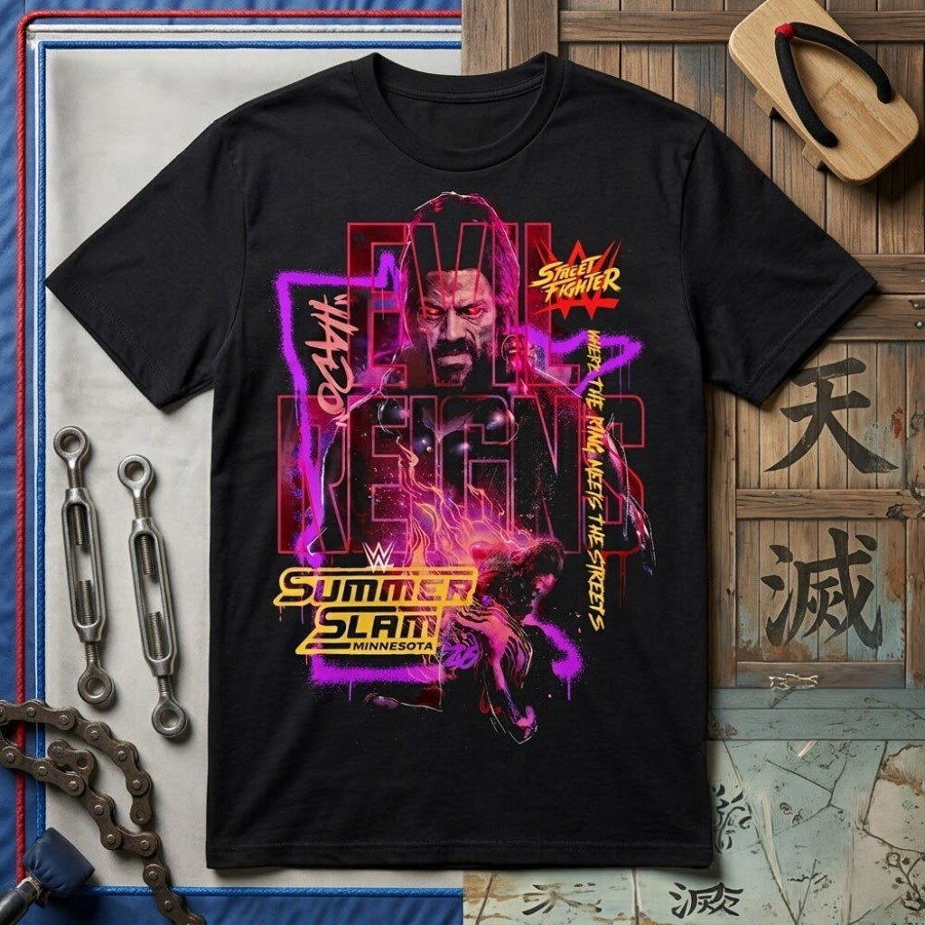 WWE x Street Fighter Roman Reigns SummerSlam 2026 T-Shirt Good Gifts For Boyfriend - Kdjoy