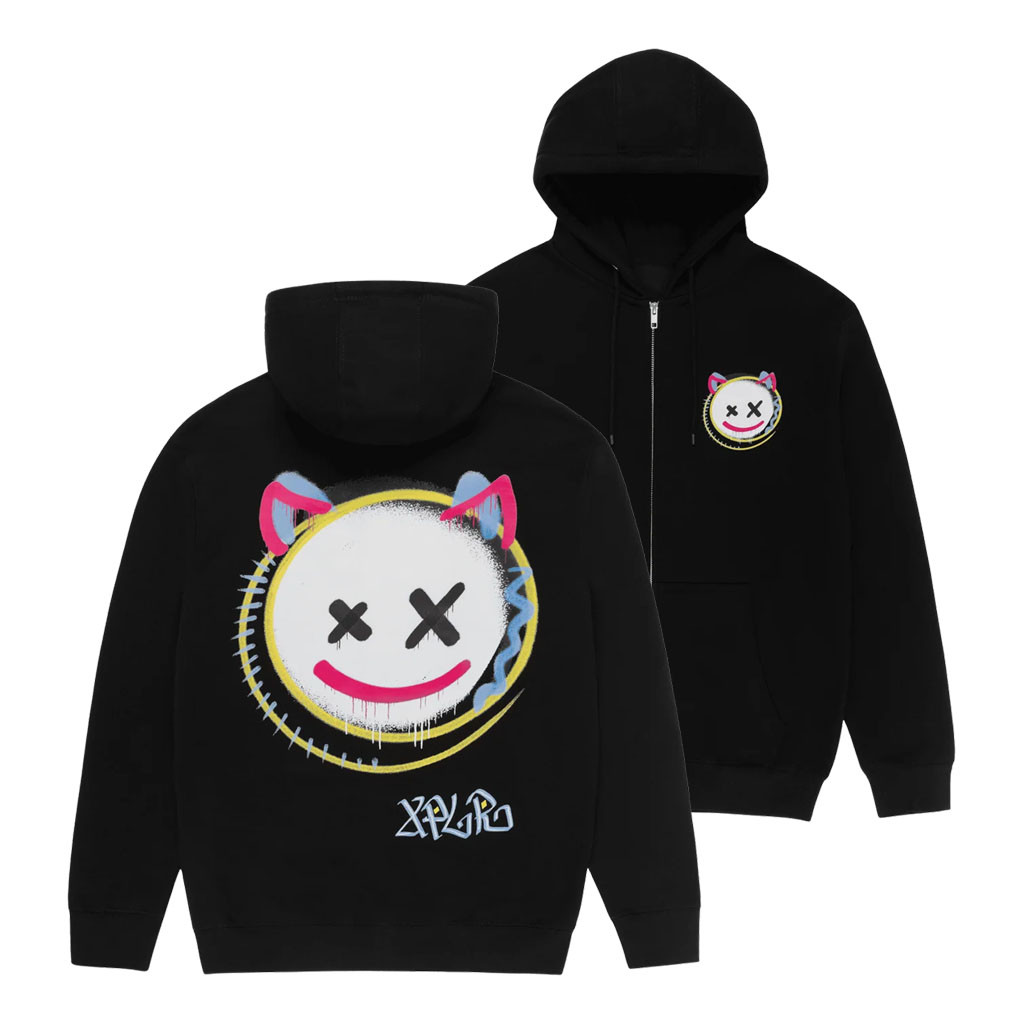 XPLR Merch 2026 Graffiti Zip Hoodie Black Sam And Colby Merch Cool Gift For Friends - Kdjoy
