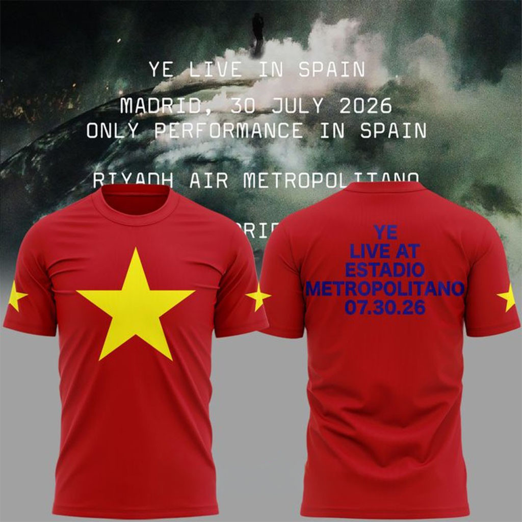 Ye Live Concert Tour Spain Madrid 2026 Red Shirt Kanye West Merch Best Gift For Rapper Fans - Kdjoy Ye Live Concert Tour Spain Madrid 2026 Red Shirt Kanye West Merch Best Gift For Rapper Fans - Kdjoy