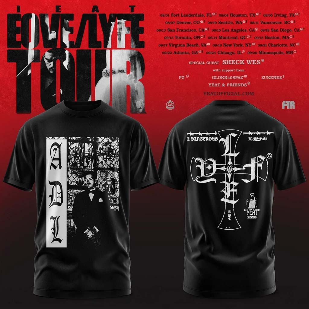 Yeat Lovelyfe Tour T-Shirt 2026 ADL Shirt Black Yeat Merch Gift For Rapper Fans - Kdjoy