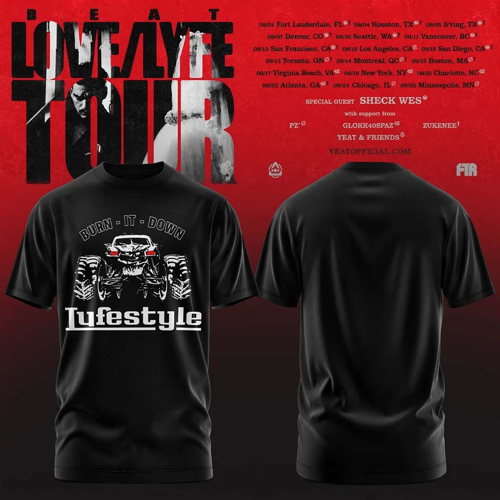 Yeat Lovelyfe Tour T-Shirt 2026 Burn It Down Lyfestyle Shirt Yeat Merch Gift For Rap Fans - Kdjoy Yeat Lovelyfe Tour T-Shirt 2026 Burn It Down Lyfestyle Shirt Yeat Merch Gift For Rap Fans - Kdjoy