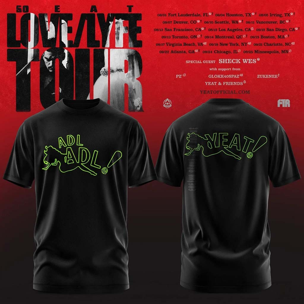 Yeat Lovelyfe Tour T-Shirt ADL Shirt Black Yeat Mech 2026 Best Gift For Hip Hop Fans - Kdjoy