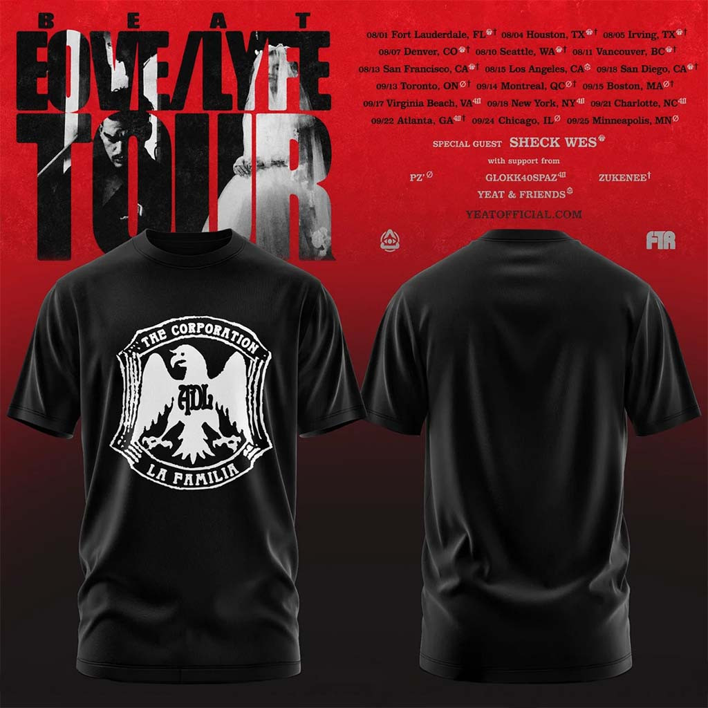 Yeat Lovelyfe Tour T-Shirt Black ADL Shirt 2026 Yeat Merch Gift For Hip Hop Lovers - Kdjoy