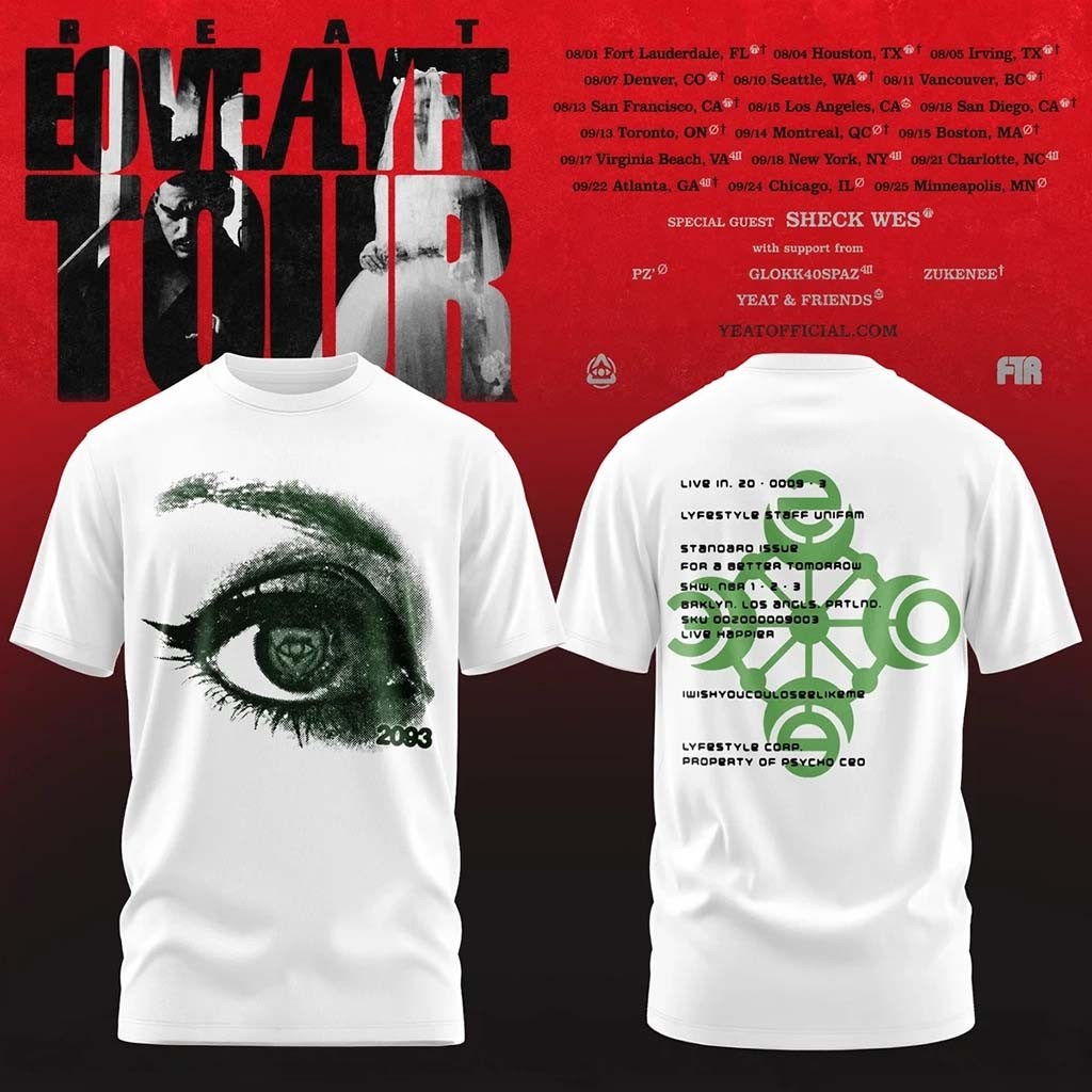 Yeat Lovelyfe Tour T-Shirt White 2093 Shirt Yeat Merch Gift Ideas For Rap Lovers - Kdjoy