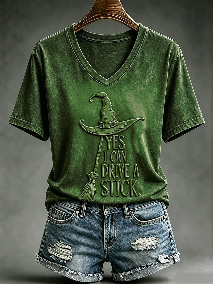 Yes I Can Drive A Stick V-Neck Shirt Witches Outfits Best Halloween Gifts Ideas - Kdjoy Yes I Can Drive A Stick V-Neck Shirt Witches Outfits Best Halloween Gifts Ideas - Kdjoy