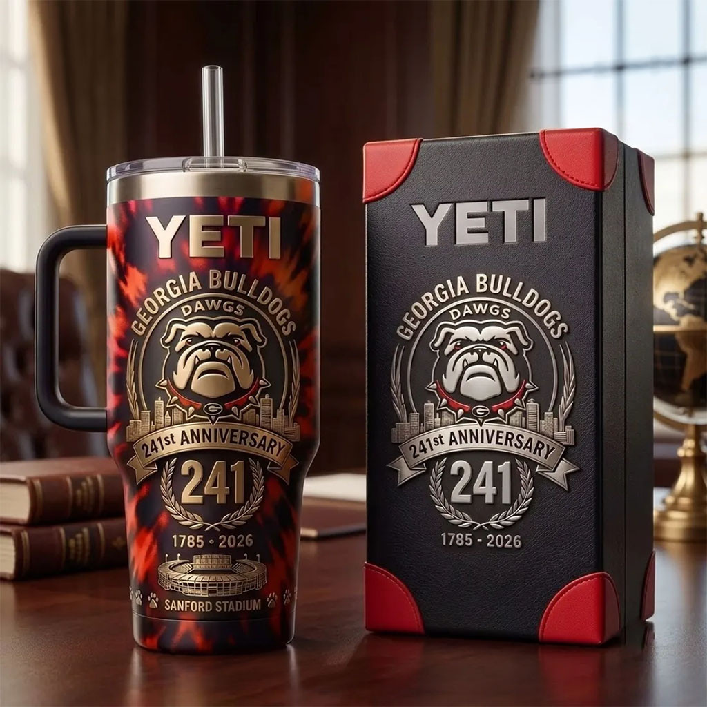 Yeti Georgia Bulldogs 241st Anniversary Tie-Dye Stanley Tumbler Georgia Bulldogs Merch Fan Gift - Kdjoy