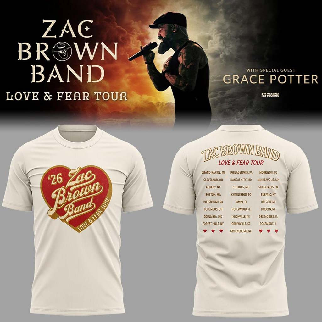 Zac Brown Band Love and Fear Tour 2026 in Fenway Park T-Shirt Zac Brown Merchandise Him Gifts