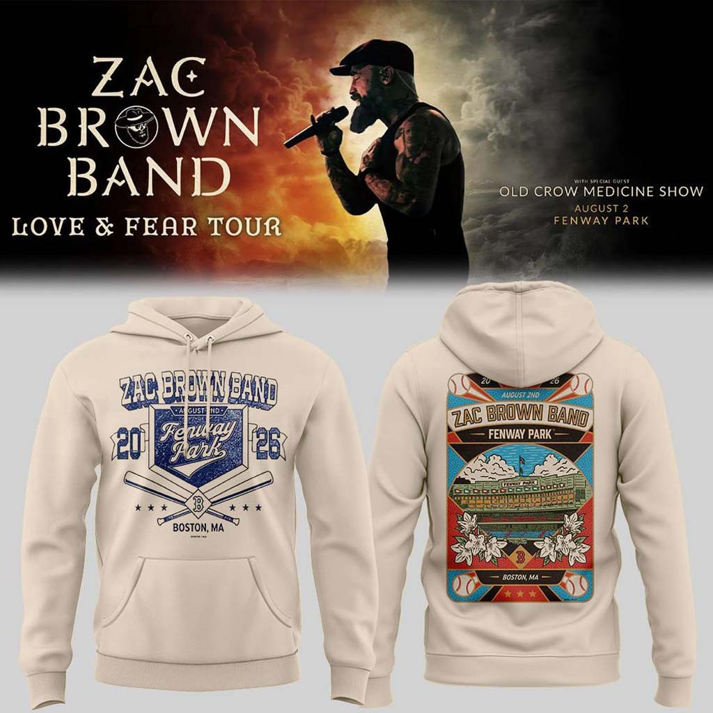 Zac Brown Band Merch Love and Fear Tour 2026 in Fenway Park Hoodie Music Lover Gifts For Him - Kdjoy Zac Brown Band Merch Love and Fear Tour 2026 in Fenway Park Hoodie Music Lover Gifts For Him - Kdjoy