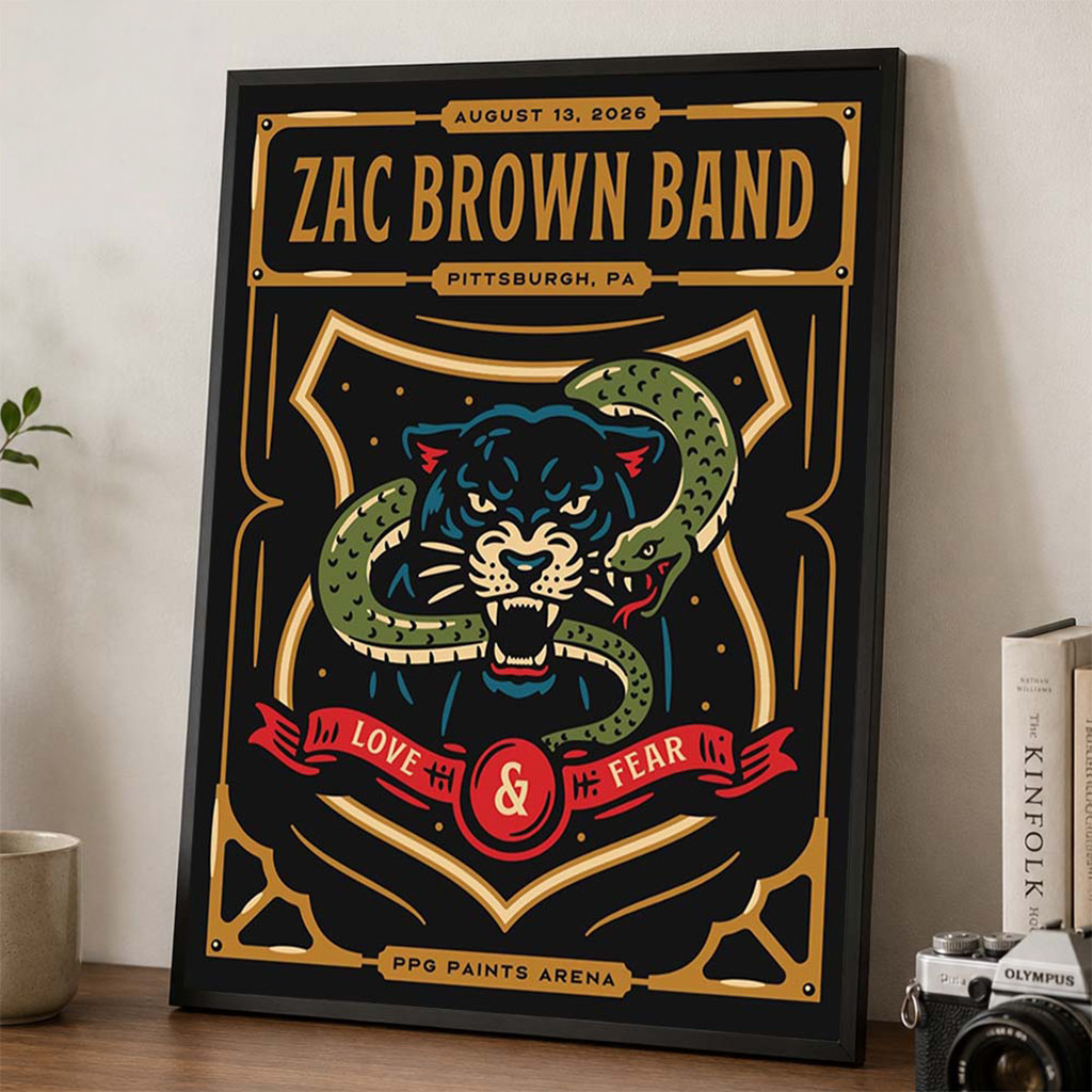 Zac Brown Band Pittsburgh PA 2026 Event Poster Zac Brown Merch Wall Hanging Decor - Kdjoy