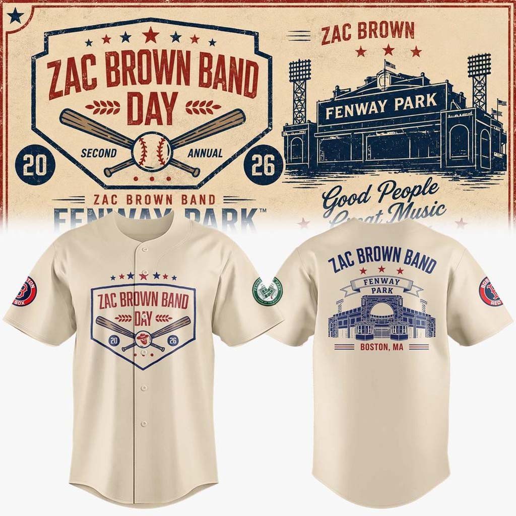 Zac Brown Band x Boston Red Sox Merch Love and Fear Tour 2026 Baseball Jersey Gifts For Fans