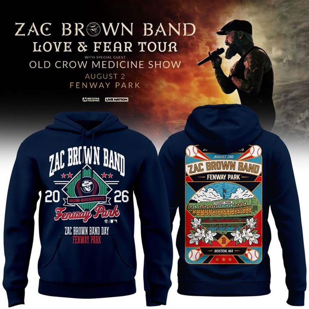 Zac Brown Band x Boston Red Sox Merch Love and Fear Tour 2026 Hoodie Gifts For Baseball Fans Zac Brown Band x Boston Red Sox Merch Love and Fear Tour 2026 Hoodie Gifts For Baseball Fans