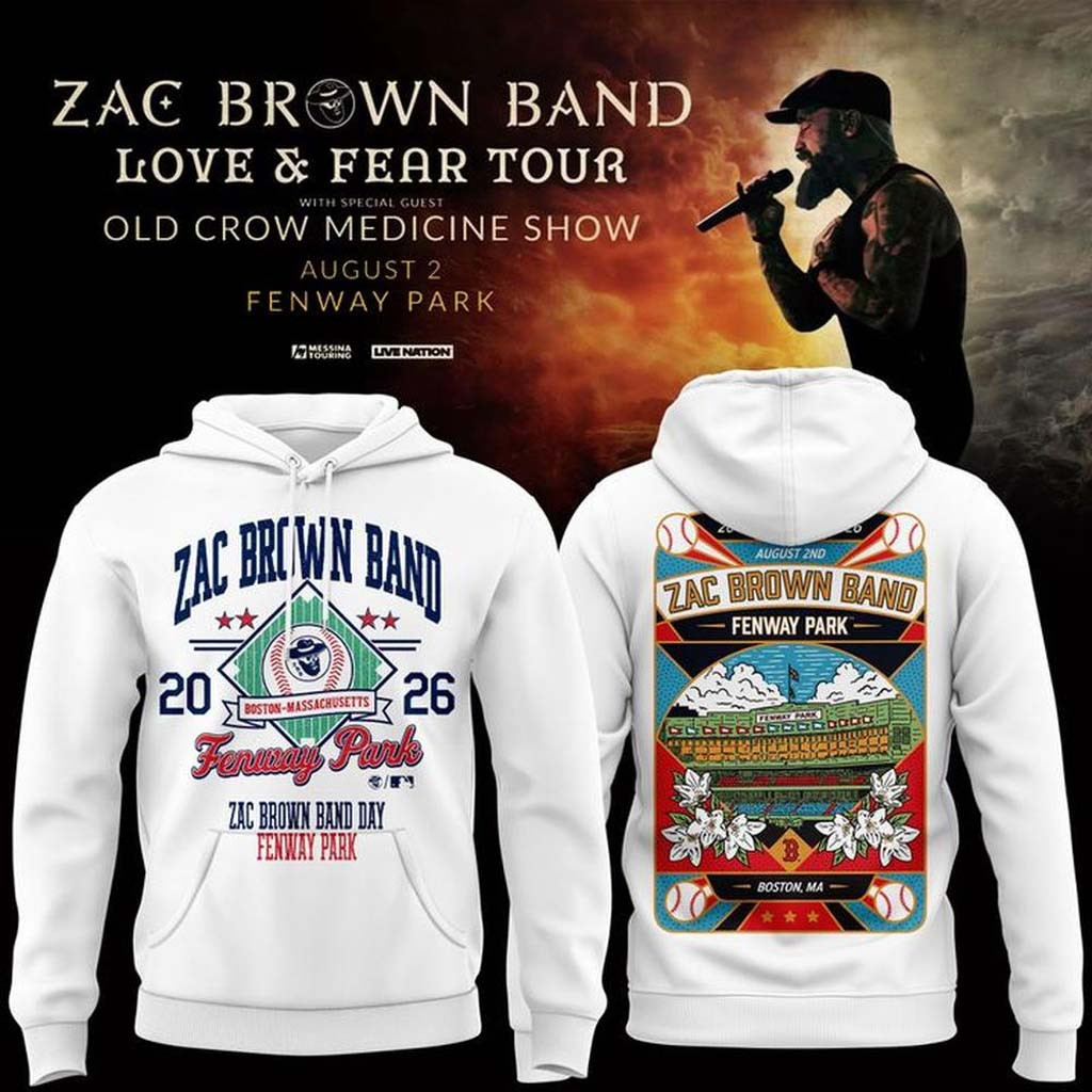 Zac Brown Band x Boston Red Sox Merch Love and Fear Tour 2026 Hoodie Gifts For Music Fans Zac Brown Band x Boston Red Sox Merch Love and Fear Tour 2026 Hoodie Gifts For Music Fans
