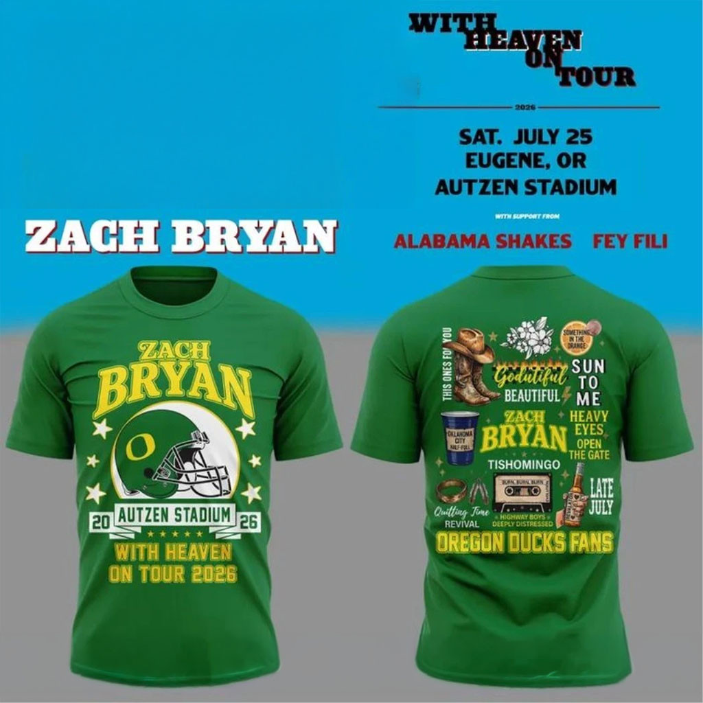 Zach Bryan X Oregon Ducks Merch With Heaven On Tour In Autzen Stadium Signature Shirt Gifts - Kdjoy