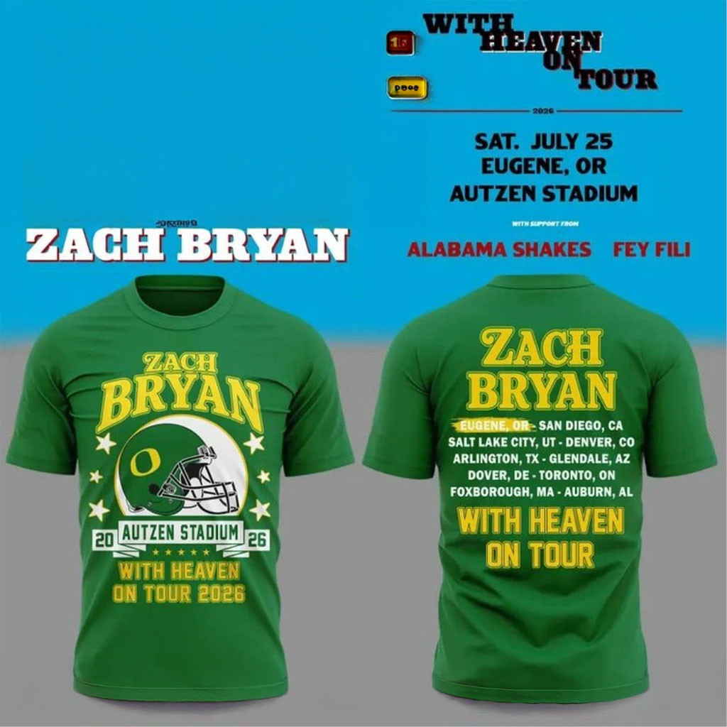 Zach Bryan X Oregon Ducks Merch With Heaven On Tour In Autzen Stadium T-Shirt ZB Concert Merch - Kdjoy