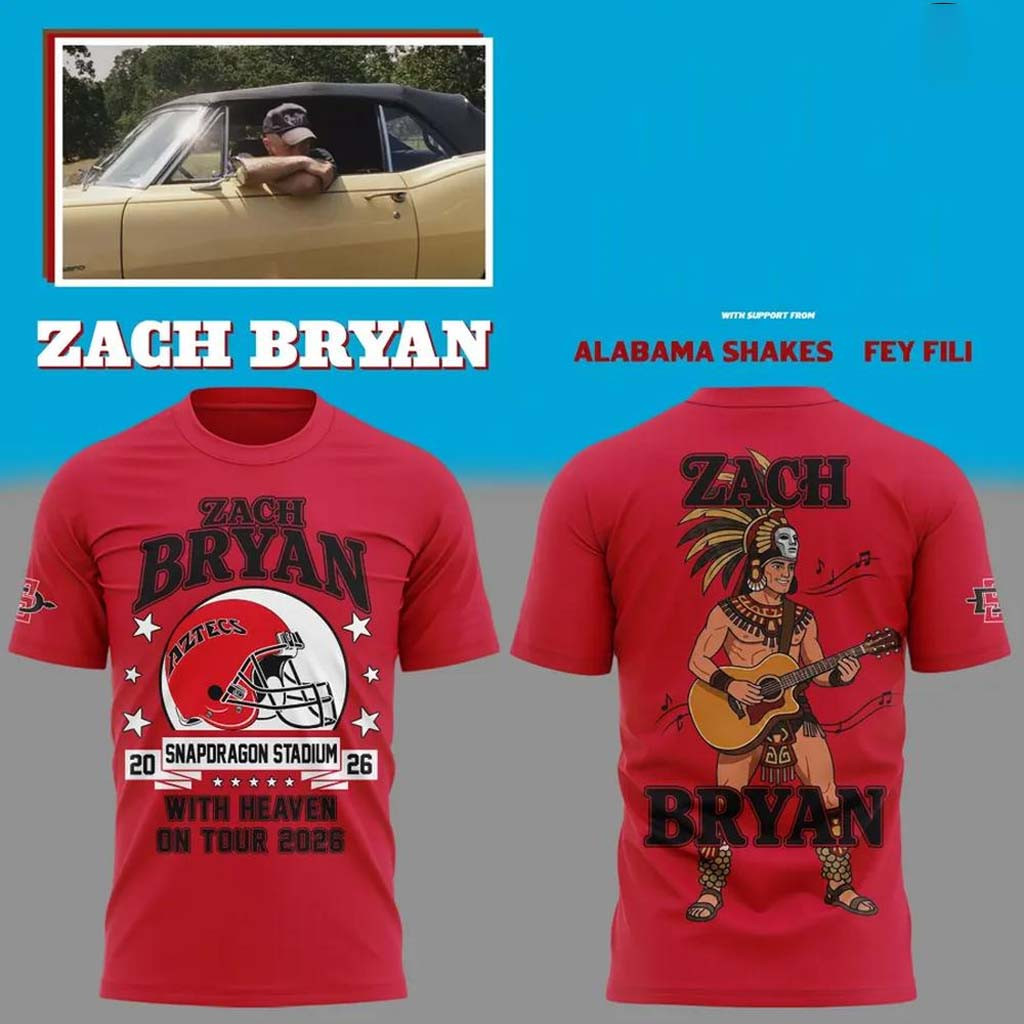 Zach Bryan X San Diego State Aztecs Merch With Heaven On Tour 2026 T-Shirt ZB Merchandise - Kdjoy