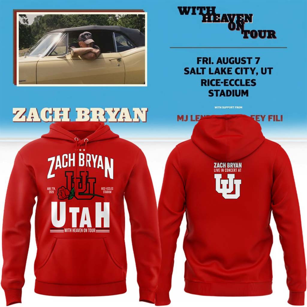 Zach Bryan X Utah Utes Football With Heaven On Tour Red 2026 Hoodie Zach Bryan Merch Fan Gifts - Kdjoy Zach Bryan X Utah Utes Football With Heaven On Tour Red 2026 Hoodie Zach Bryan Merch Fan Gifts - Kdjoy