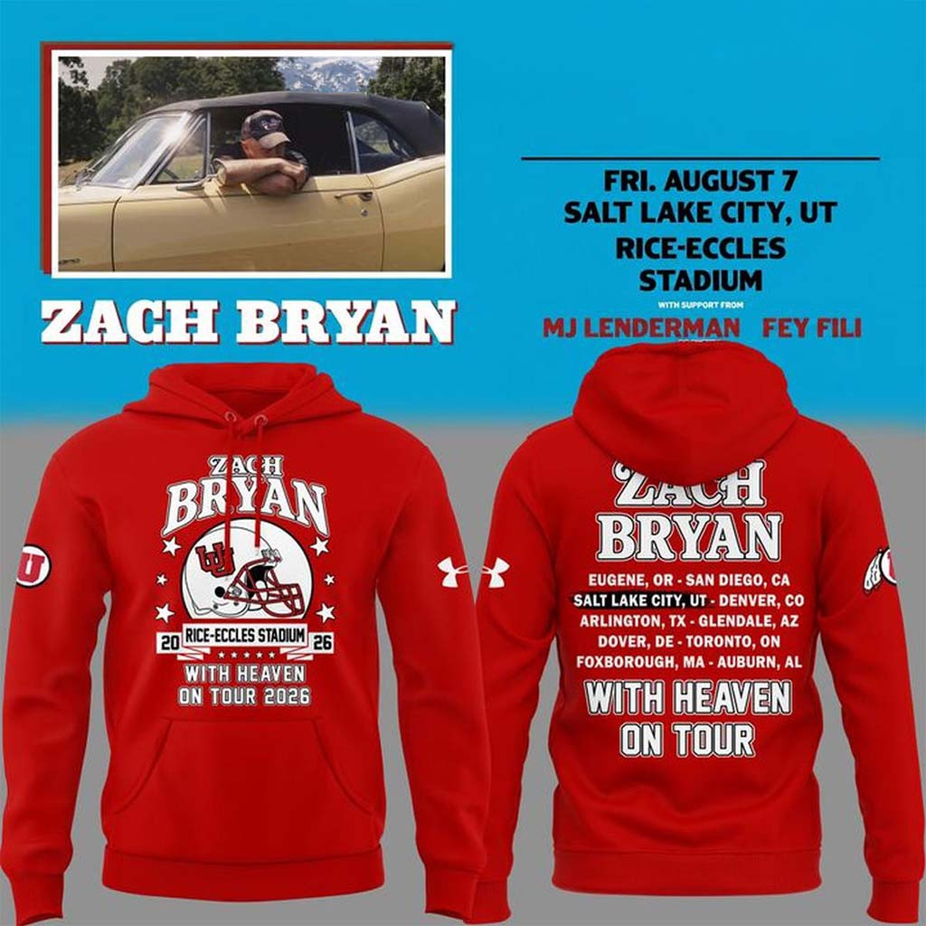 Zach Bryan X Utah Utes Merch With Heaven On Tour 2026 Hoodie Zach Bryan Tour Merch Fan Gifts - Kdjoy Zach Bryan X Utah Utes Merch With Heaven On Tour 2026 Hoodie Zach Bryan Tour Merch Fan Gifts - Kdjoy
