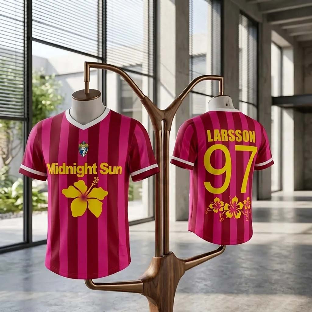 Zara Larsson Midnight Sun 2026 Pink Football Jersey #97 Larsson Jersey Shirt Gift For Fans - Kdjoy Zara Larsson Midnight Sun 2026 Pink Football Jersey #97 Larsson Jersey Shirt Gift For Fans - Kdjoy