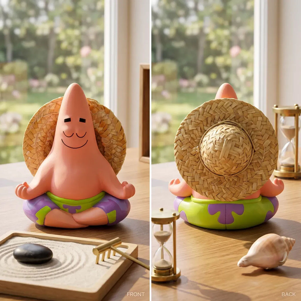 Zen Patrick Star Meditating Figurine With Straw Hat Funko Pop Tabletop Decor Gift For Friends - Kdjoy