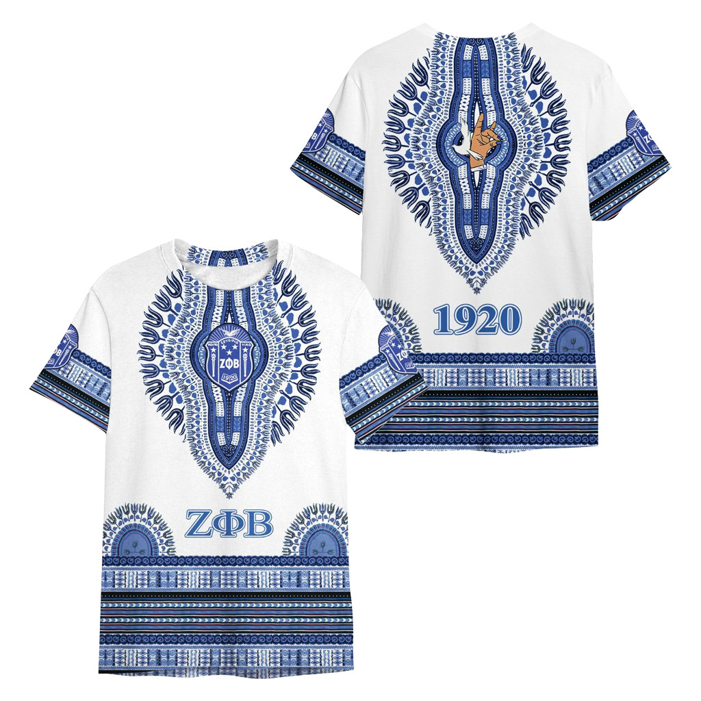 Zeta Phi Beta Sorority 1920 Blue Daishiki Pattern Shirt Zeta Phi Beta Merch Present For Her - Kdjoy