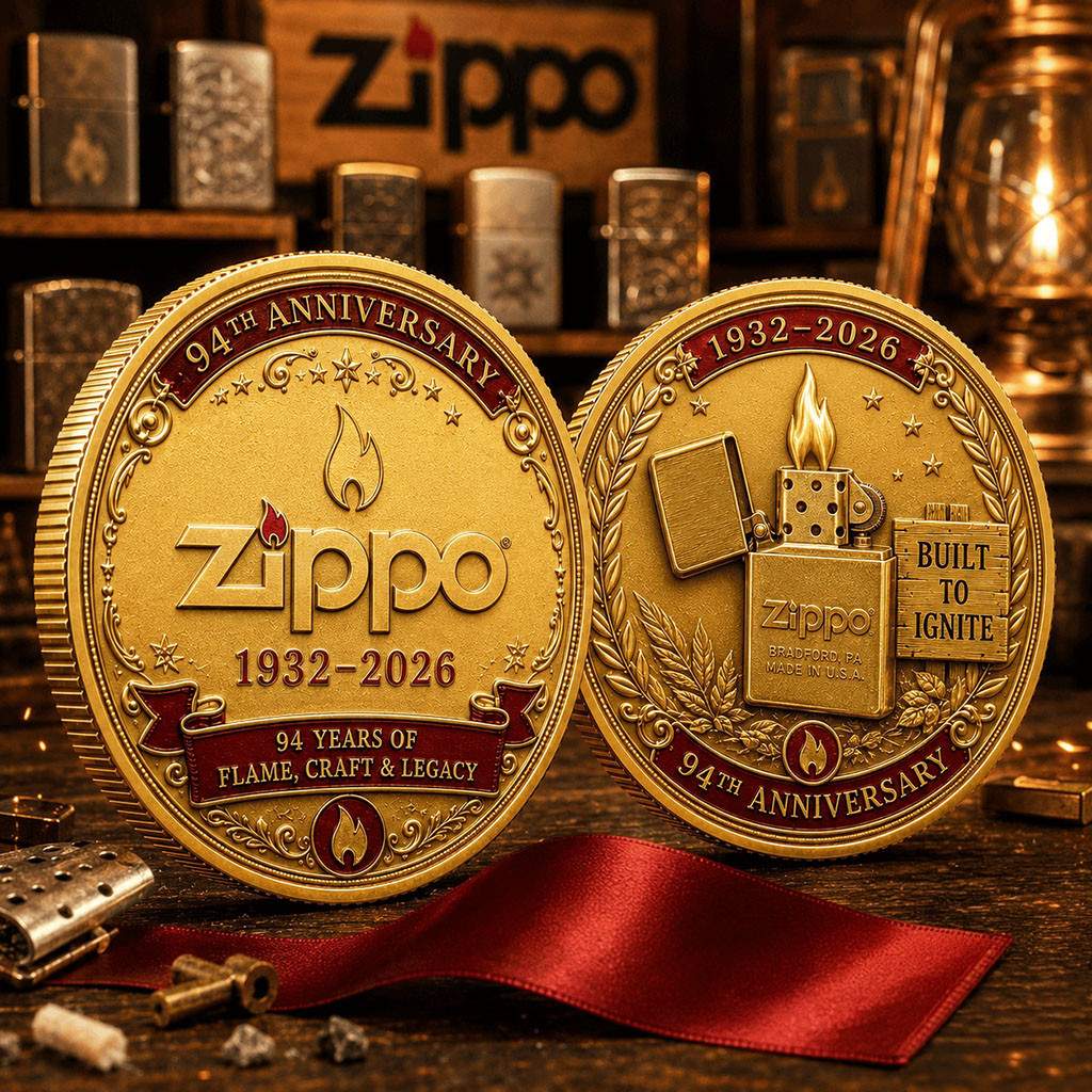 Zippo 94th Anniversary 1932-2026 Commemorative Coin Built To Ignite Coin Zippo Merch Dad Gifts