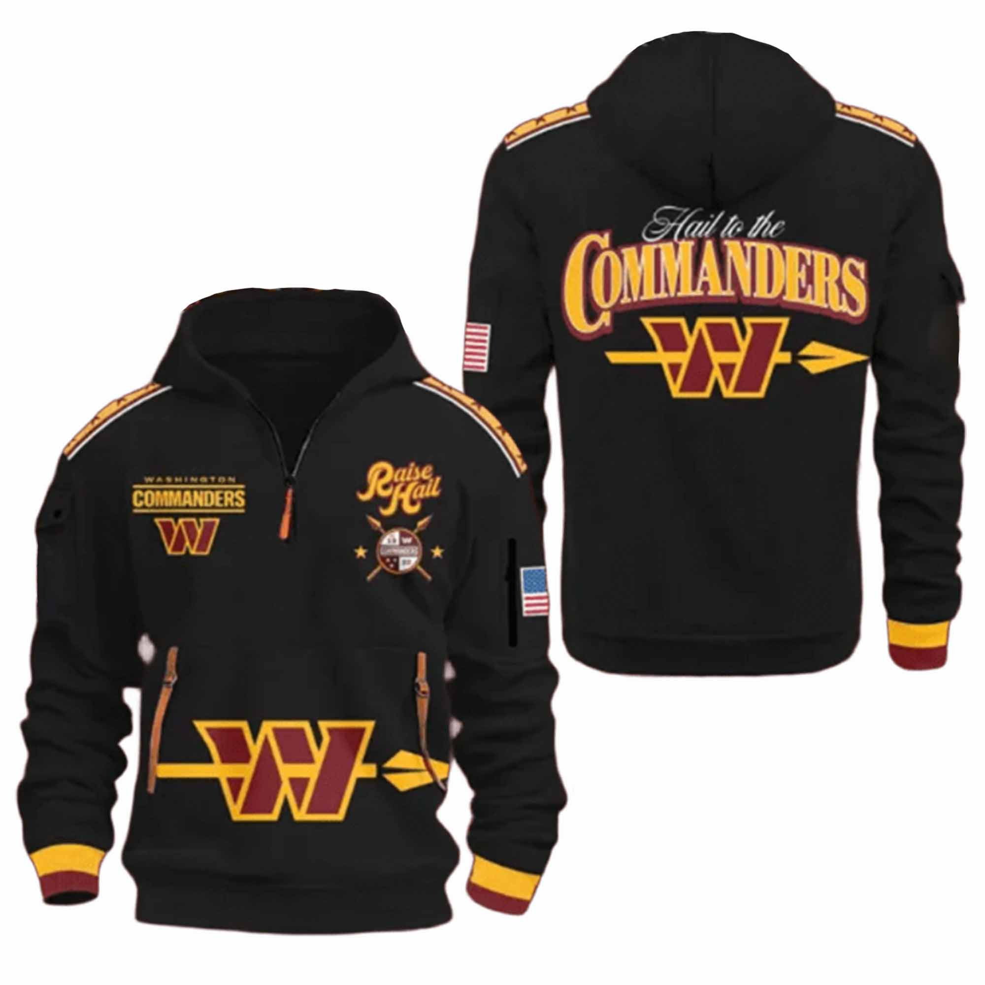 2026 Commanders Behold Burgundy Gold Quarter Zip Hoodie