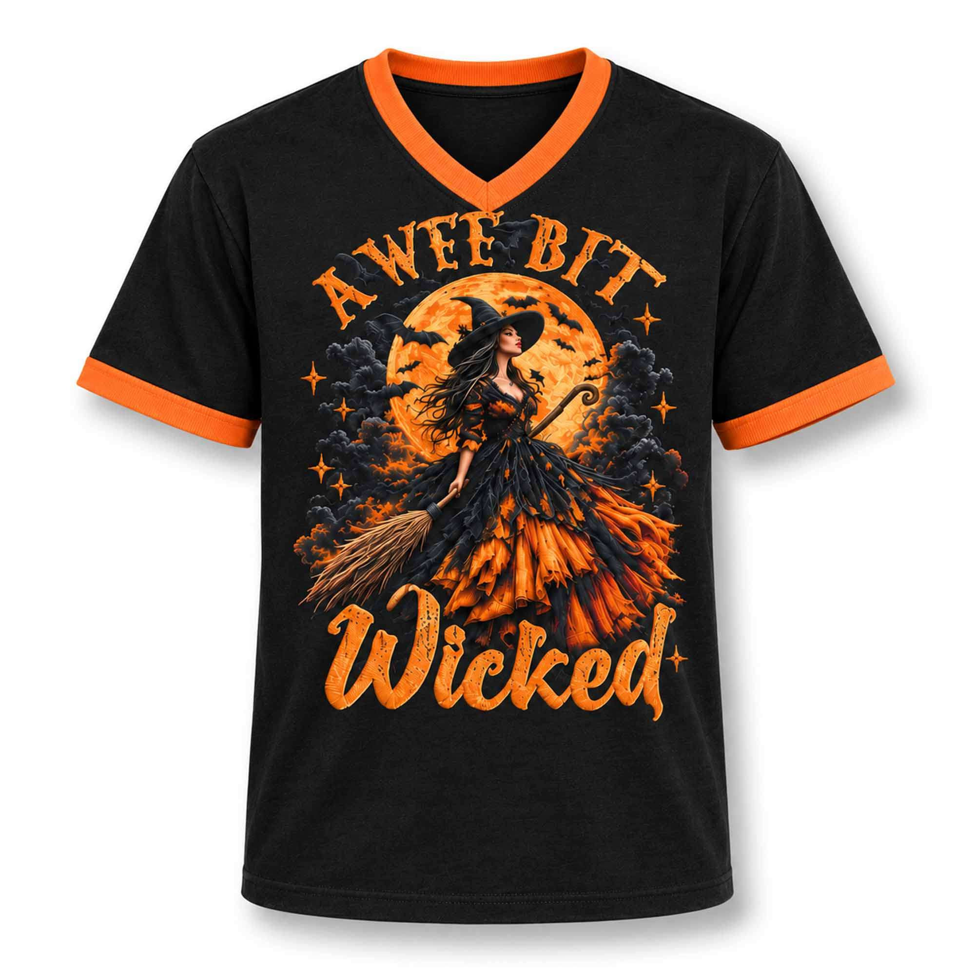 2026 Halloween A Wee Bit Wicked V-Neck Shirt Halloween Clothes Gifts For A Horror Lover