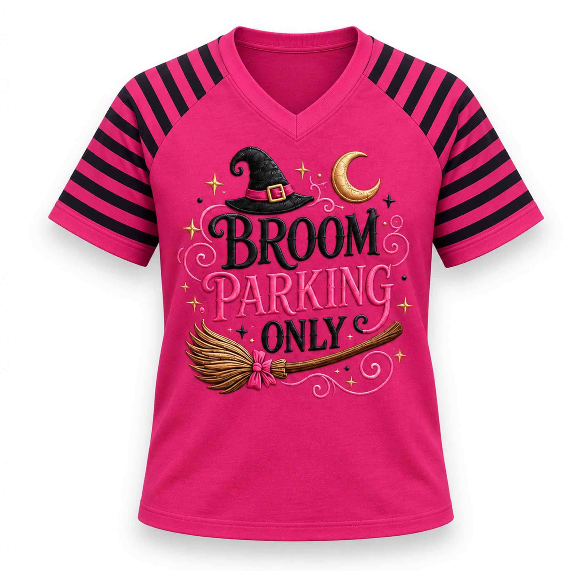2026 Halloween Broom Parking Only V-Neck Shirt Halloween Clothing Best Gifts For Horror Lovers 2026 Halloween Broom Parking Only V-Neck Shirt Halloween Clothing Best Gifts For Horror Lovers