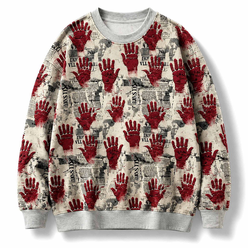 2026 Halloween Newspaper With Bloody Handprints Sweatshirt Spooky Gifts Ideas
