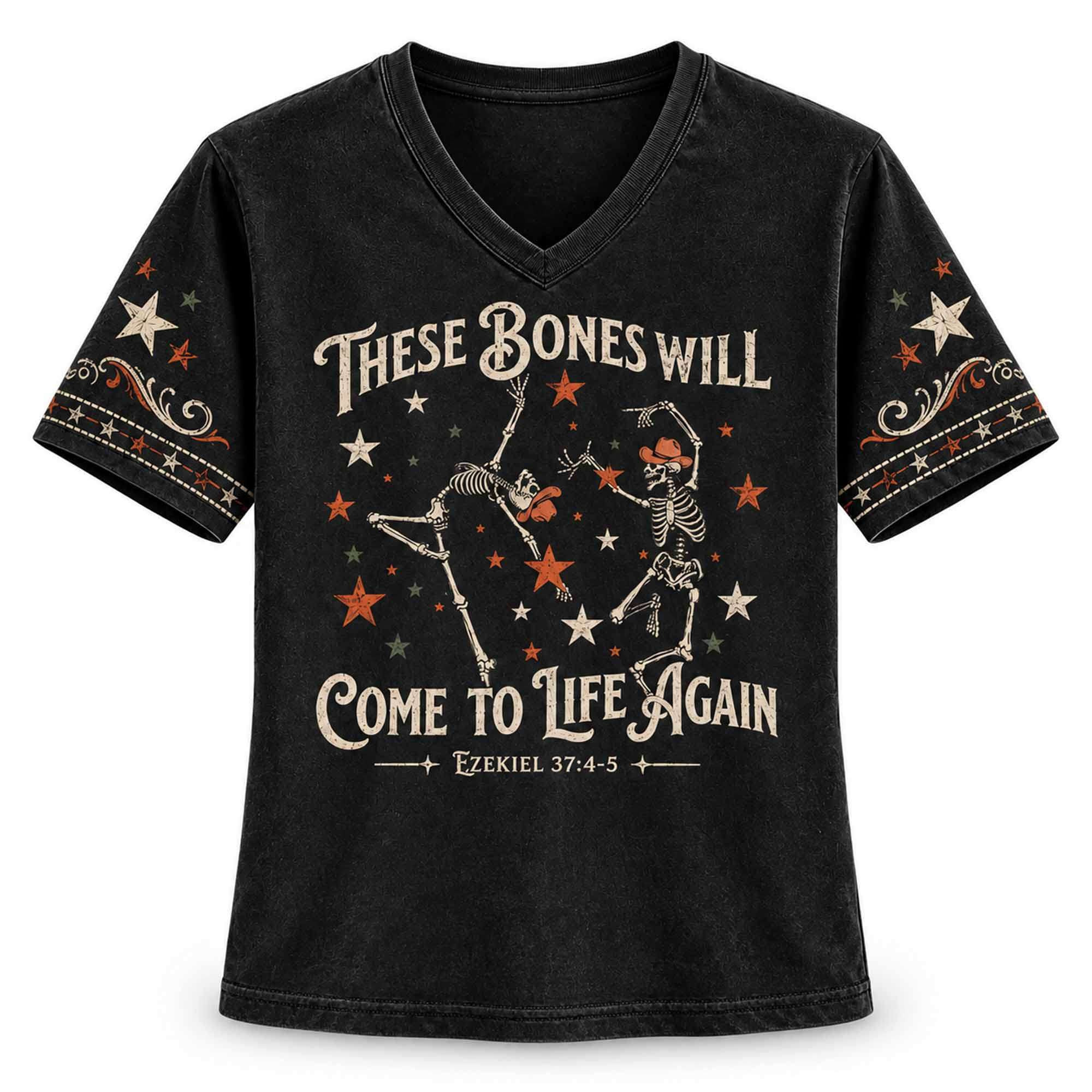2026 Halloween These Bones Will Come To Life Again Ezekiel 37 4 5 V-Neck Shirt Bible Gifts