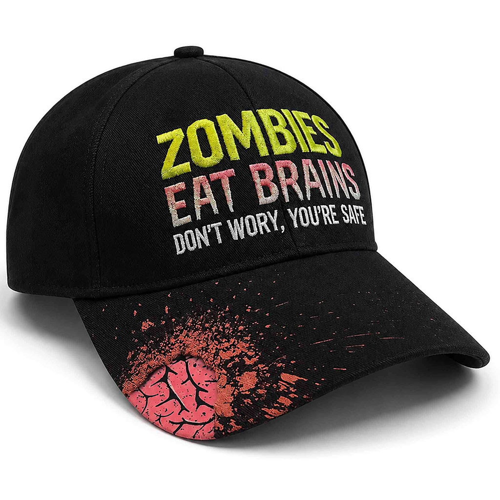 2026 Halloween Zombies Eat Brain Don't Worry You're Safe Hat Funny Cap Halloween Gifts