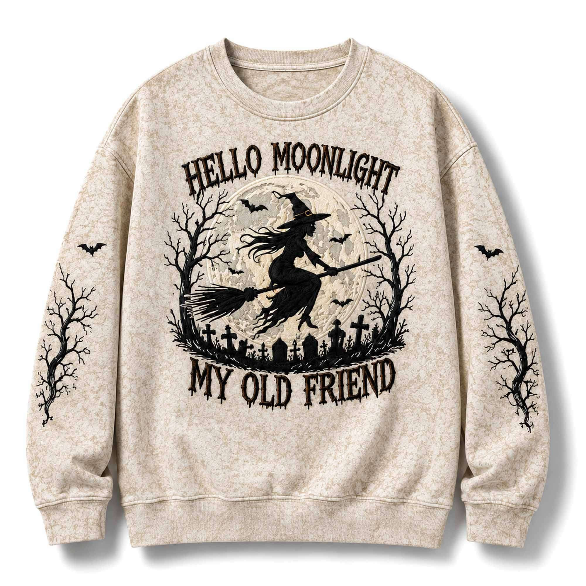 2026 Hello Moonlight My Old Friend Witch Sweatshirt Halloween Clothing Gift For Witches Lover
