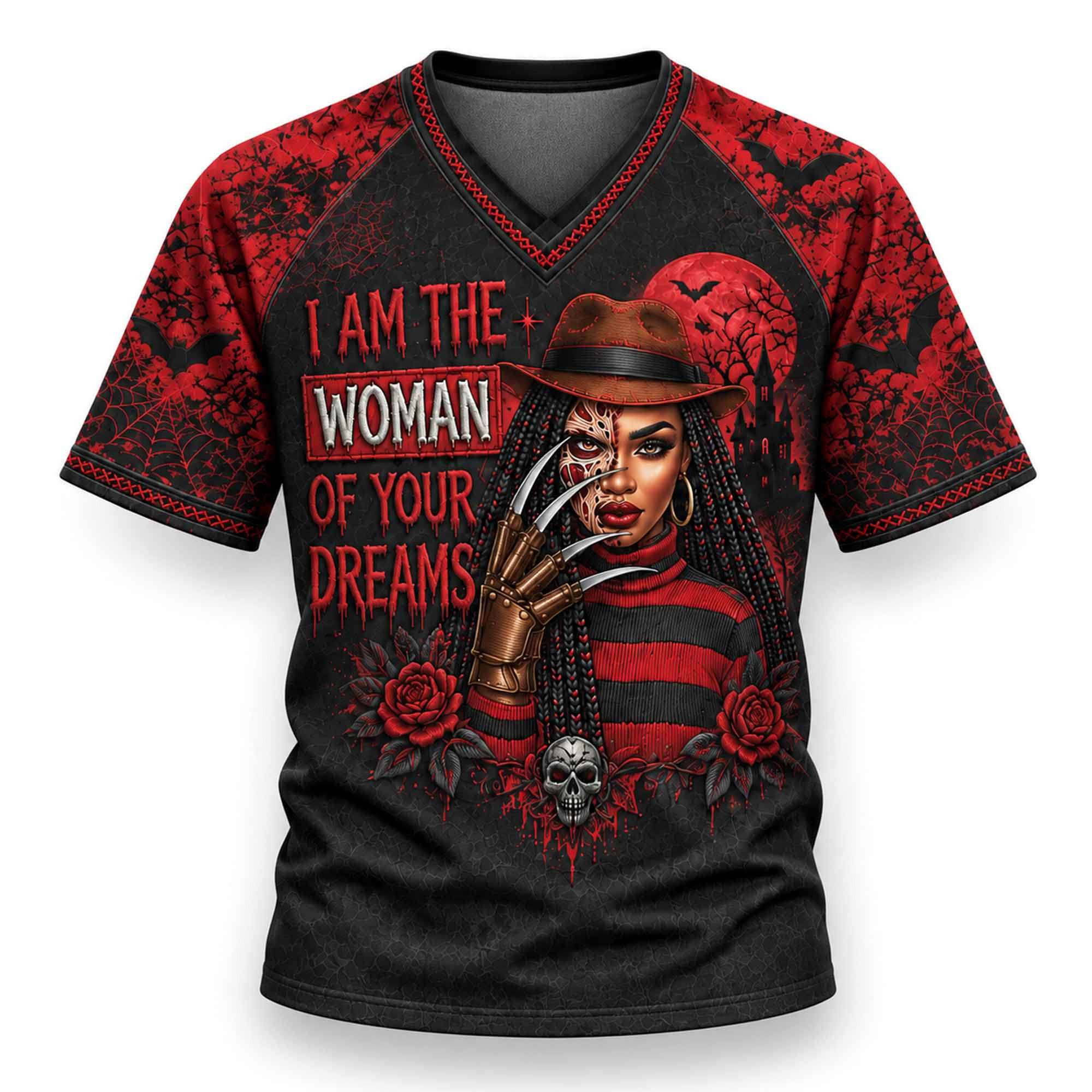 2026 I Am The Woman Of Your Dreams Halloween Horror V-Neck Shirt Target Halloween Apparel