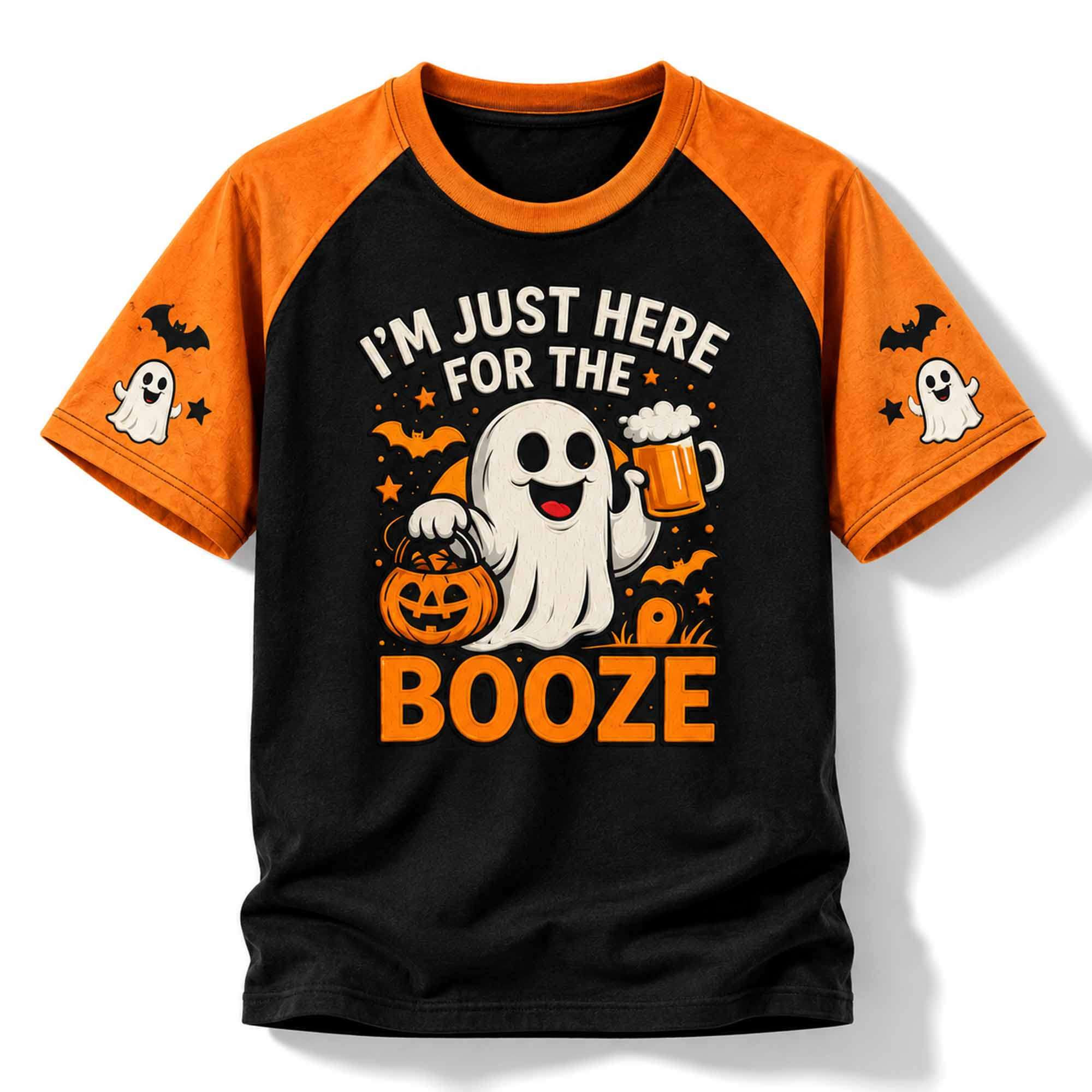 2026 I'm Just Here For The Booze Ghost Beer Pumpkin Shirt Halloween Gift For Beer Lovers
