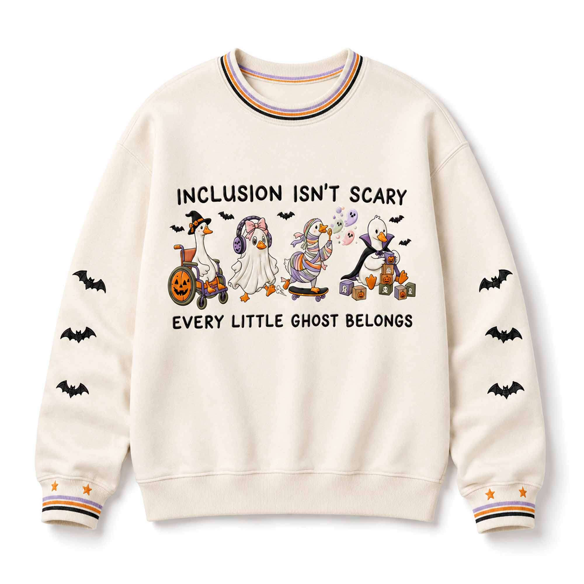 2026 Inclusion Isn't Scary Every Little Ghost Belongs Sweatshirt Halloween Gift For Friends