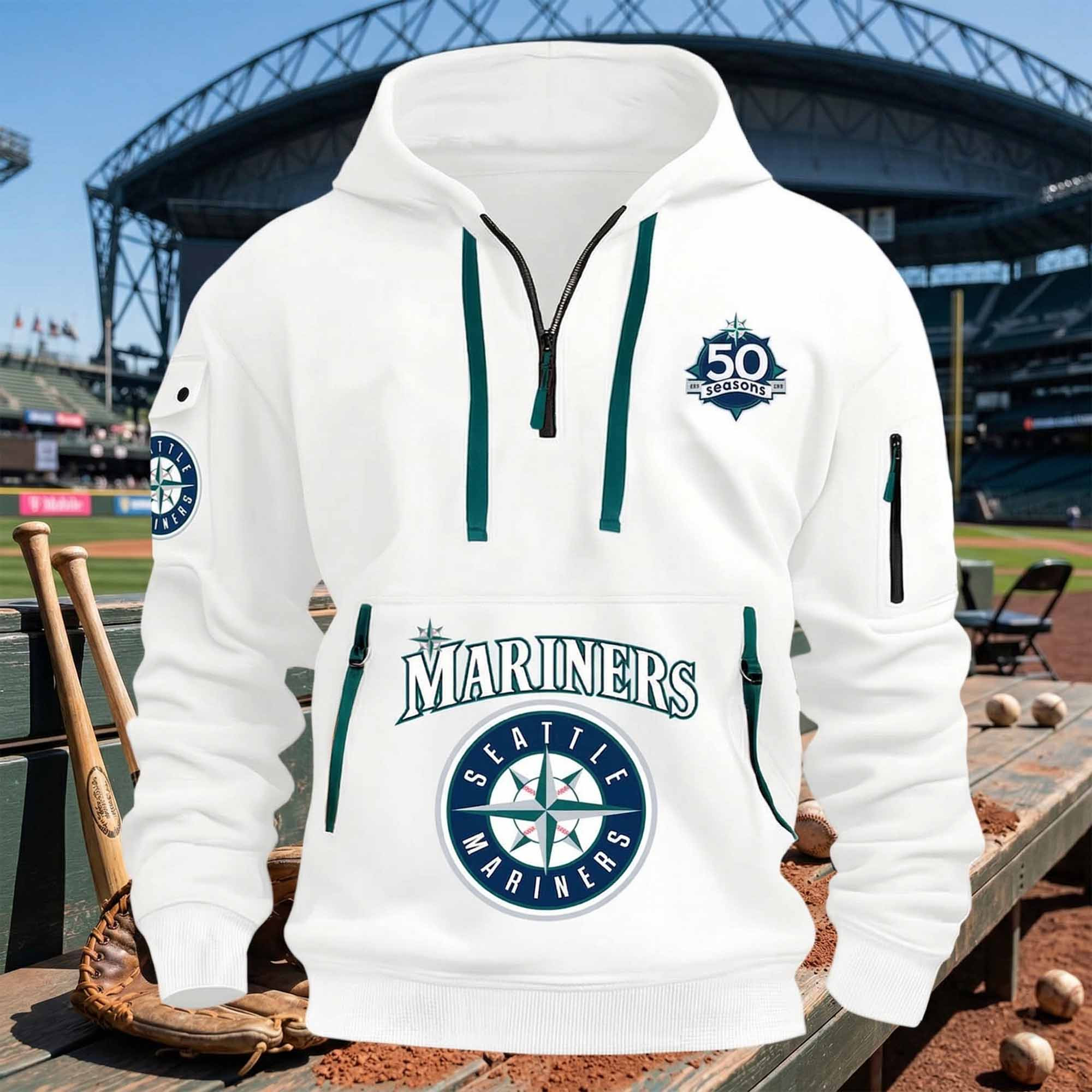 2026 Mariners 50 Seasons Quarter Zip Hoodie 2026 Mariners 50 Seasons Quarter Zip Hoodie
