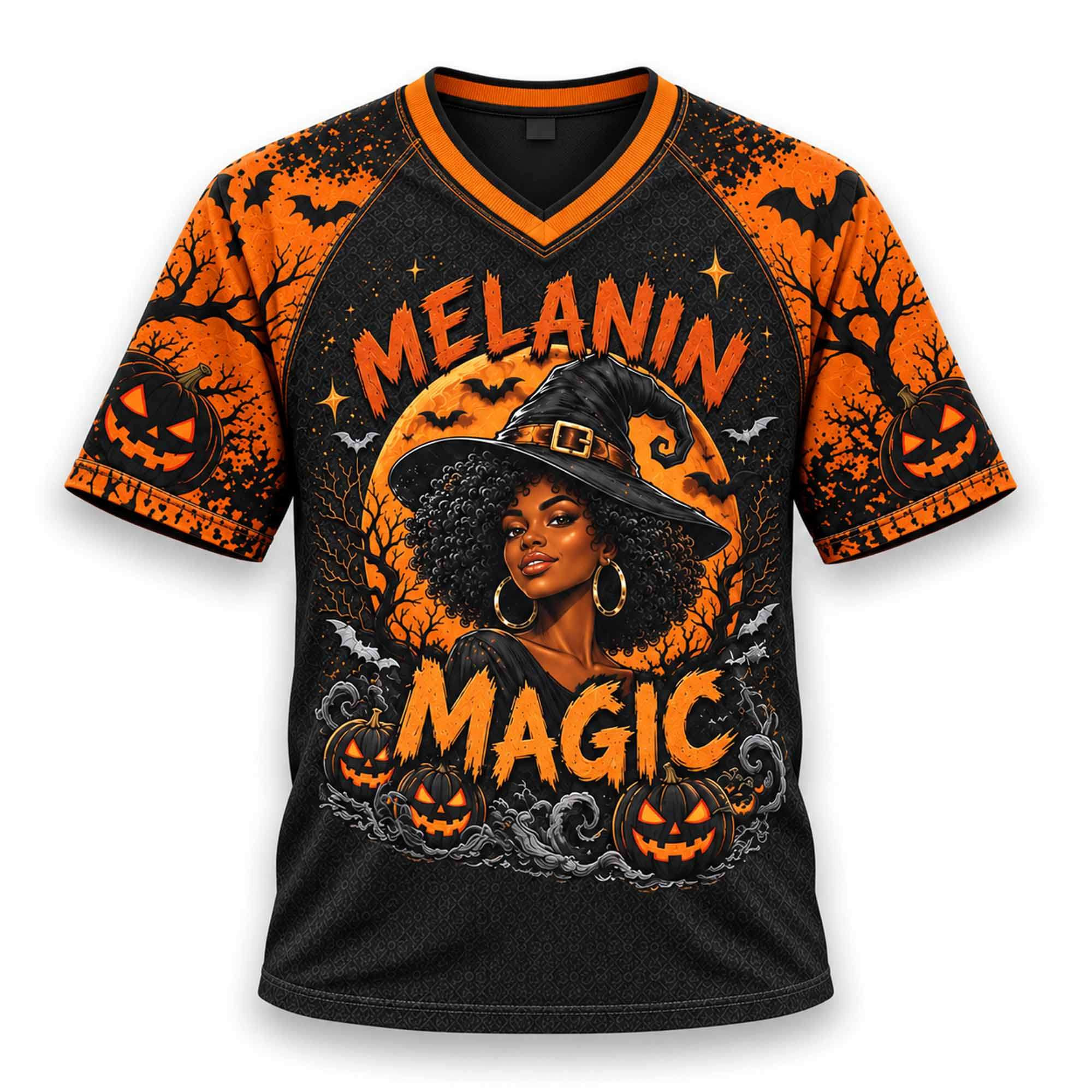2026 Melanin Magic Witch Halloween V-Neck Shirt Best Halloween Clothes Gifts For Her 2026 Melanin Magic Witch Halloween V-Neck Shirt Best Halloween Clothes Gifts For Her