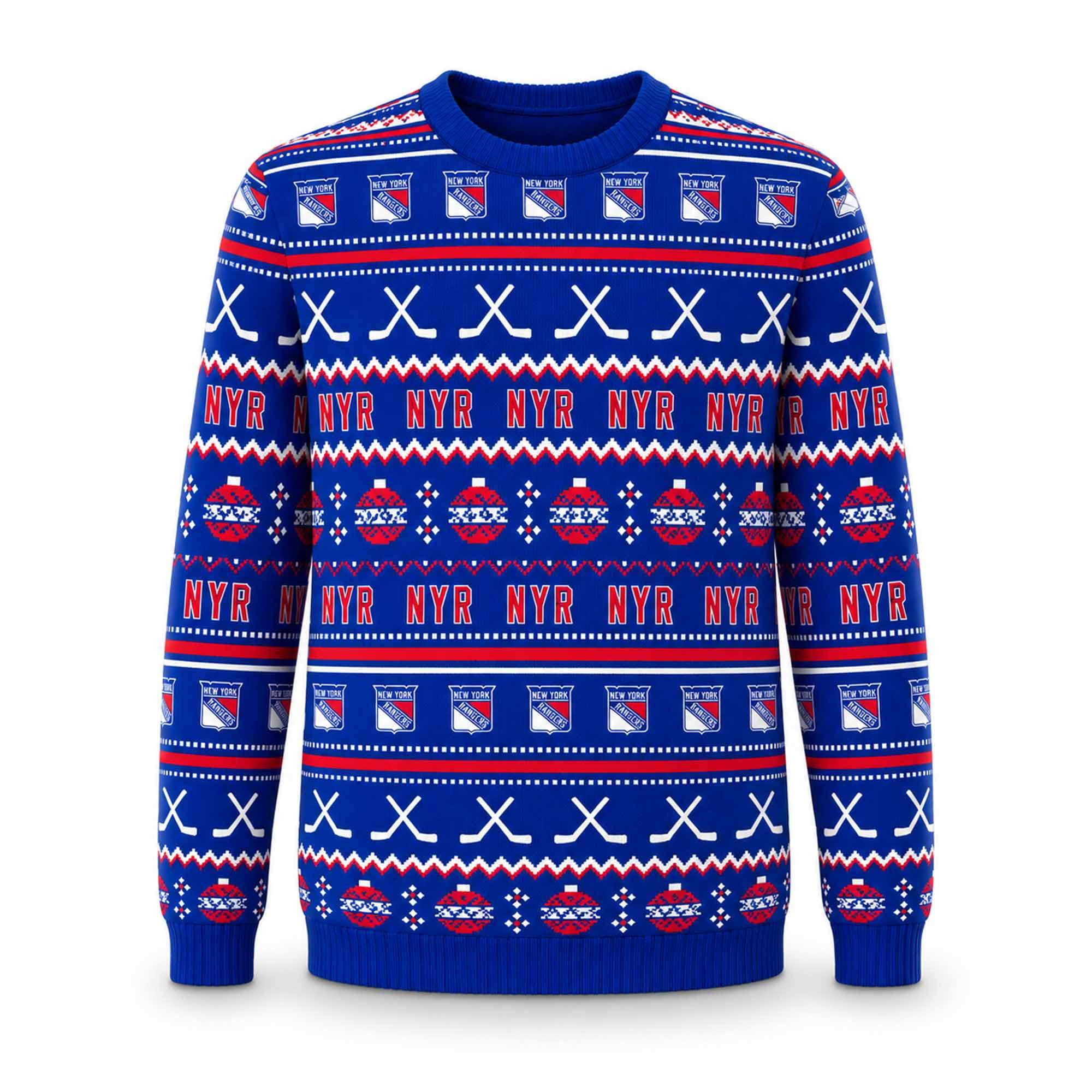 2026 New York Rangers Ugly Christmas Sweater Holiday Apparel NY Rangers Merch Hockey Fan Gifts